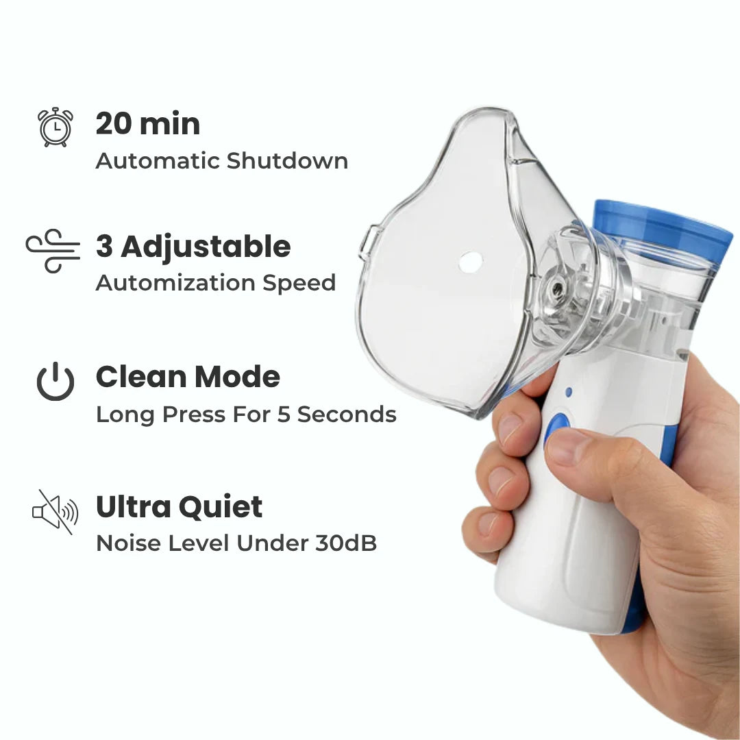 Portable BreatheMate nebulizer showing compact lightweight design
