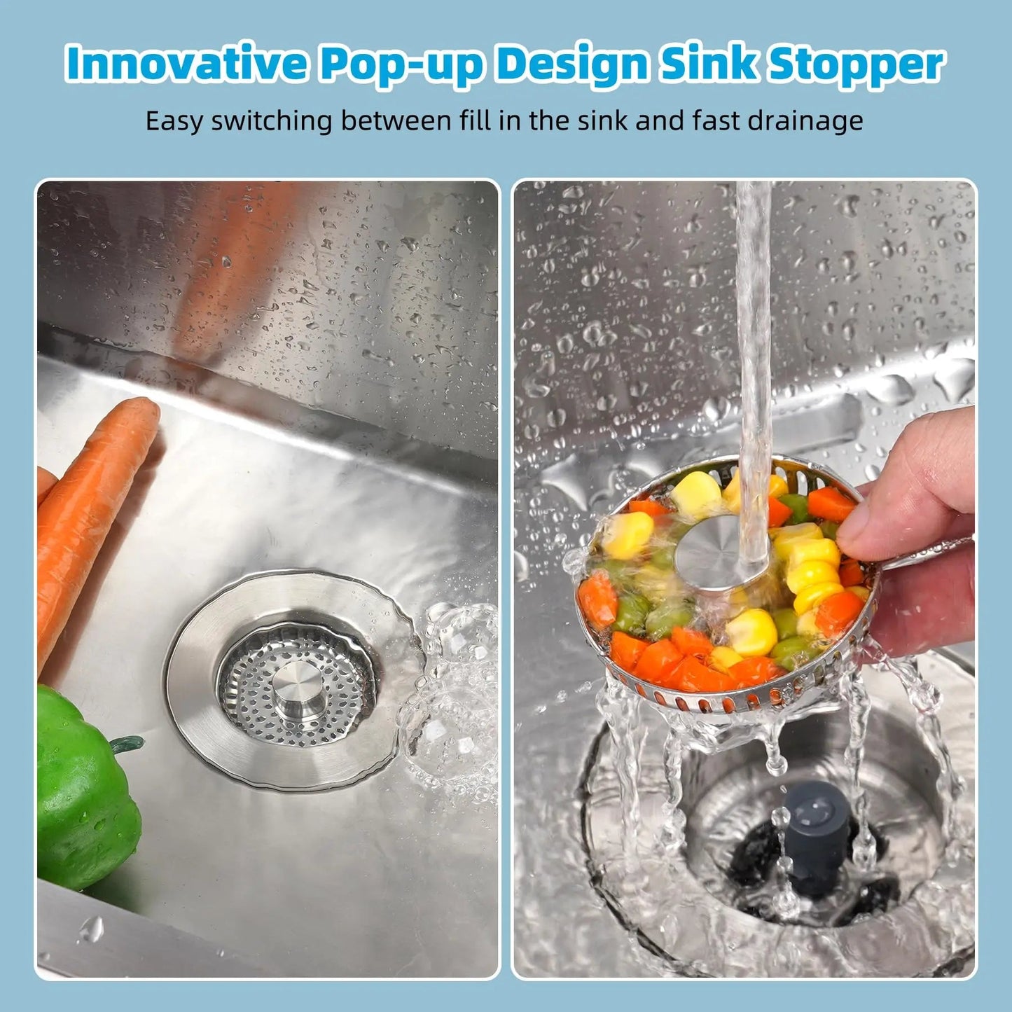 The 3-in-1 Kitchen Sink Drain Strainer FamSphere
