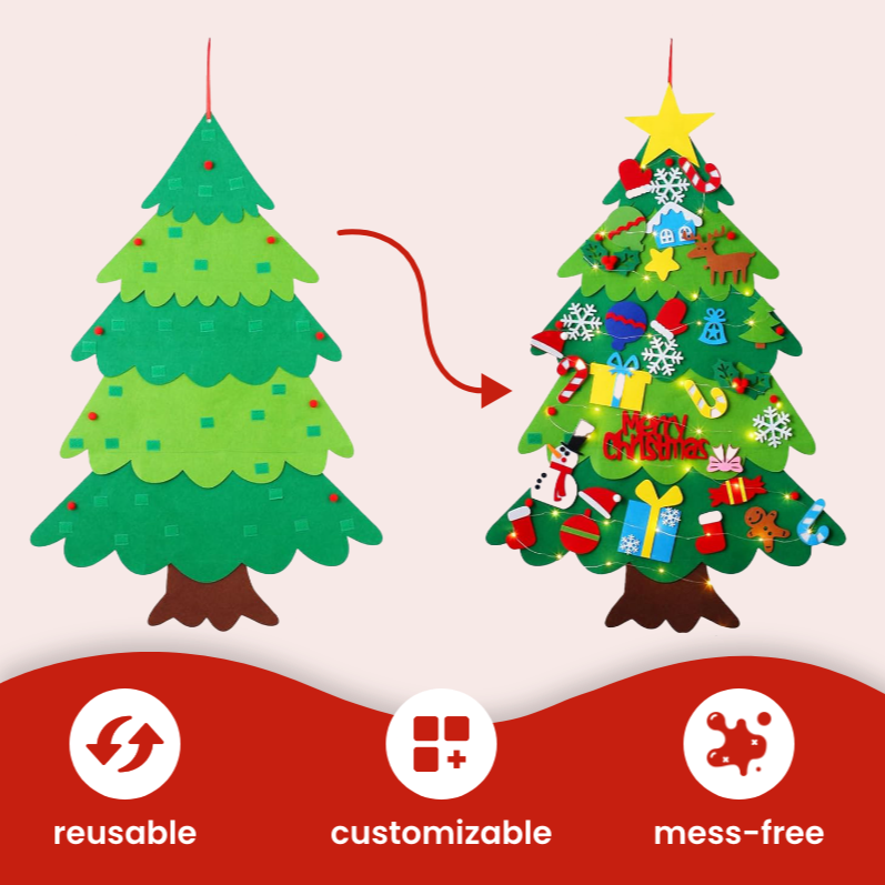 Set of 32 detachable felt ornaments for children’s Christmas tree”