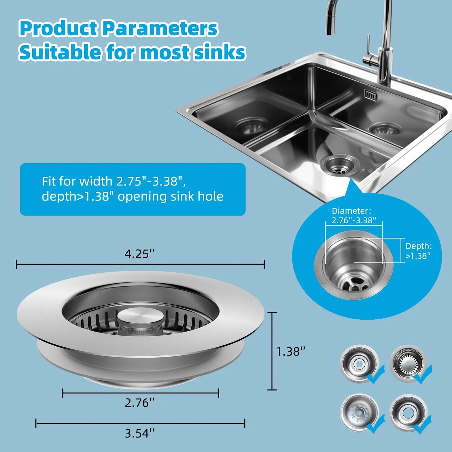 The 3-in-1 Kitchen Sink Drain Strainer FamSphere