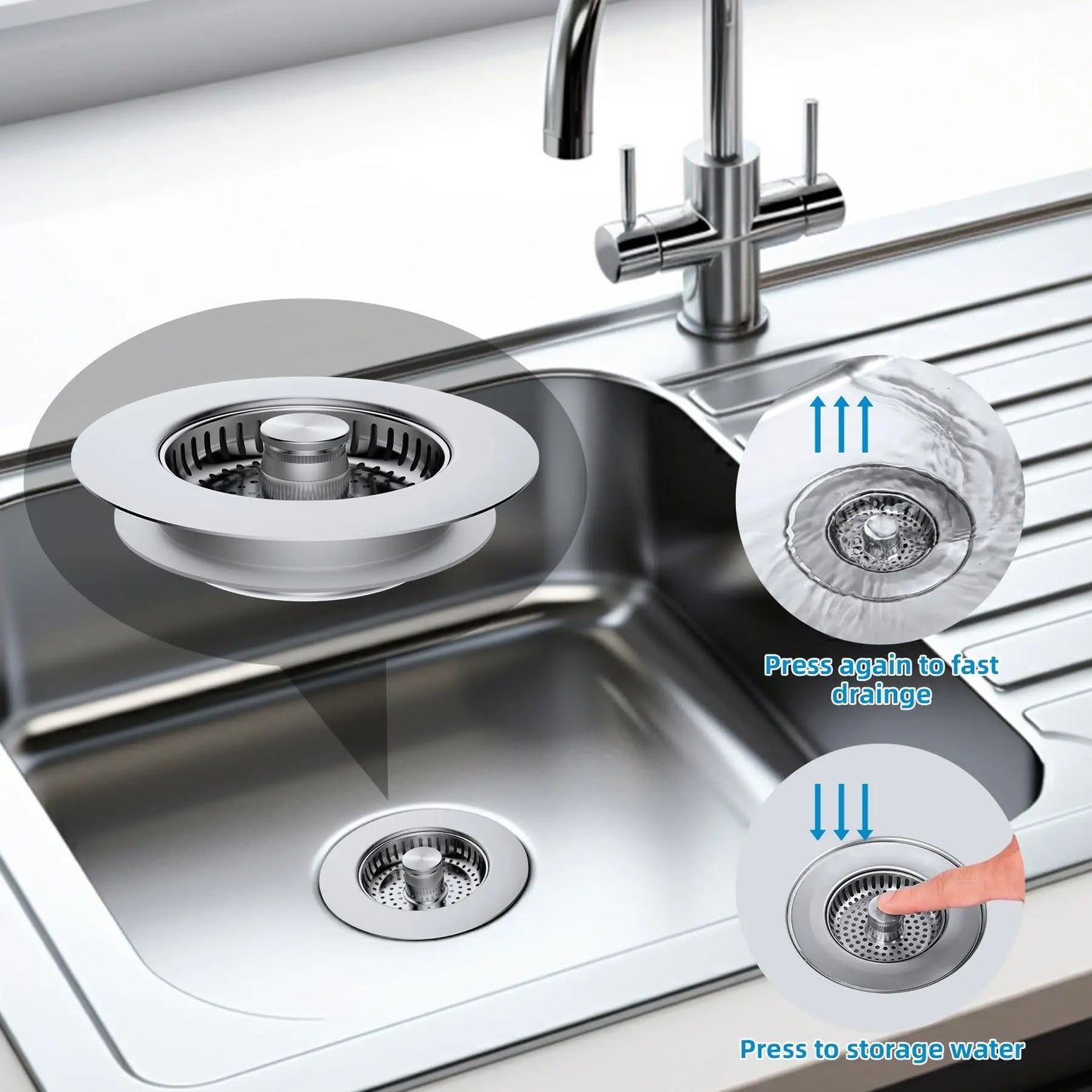 The 3-in-1 Kitchen Sink Drain Strainer FamSphere