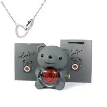 Forever Rose Bear with Engraved Necklace FamSphere