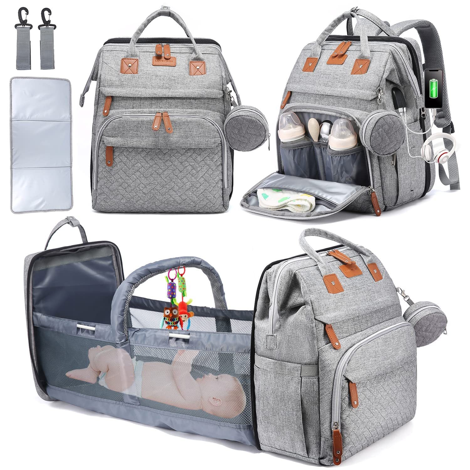 All-in-One Diaper Bag Backpack with Changing Station FamSphere