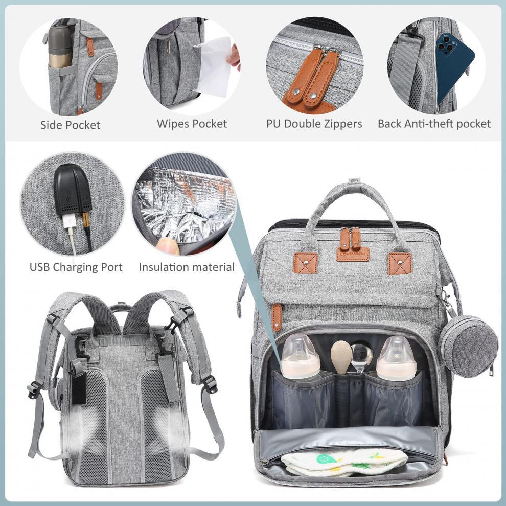 All-in-One Diaper Bag Backpack with Changing Station FamSphere