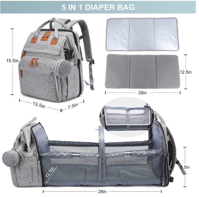 All-in-One Diaper Bag Backpack with Changing Station FamSphere