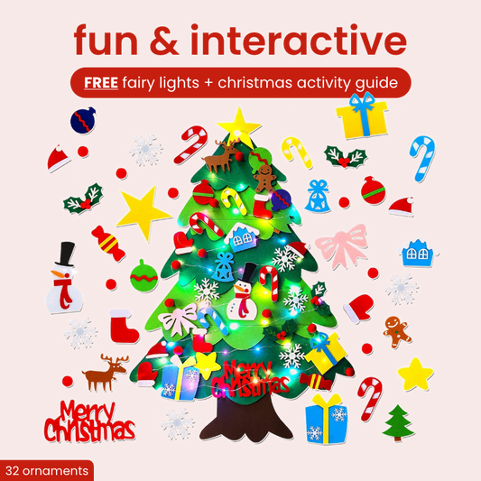 Felt Christmas tree for kids decorated with colorful ornaments