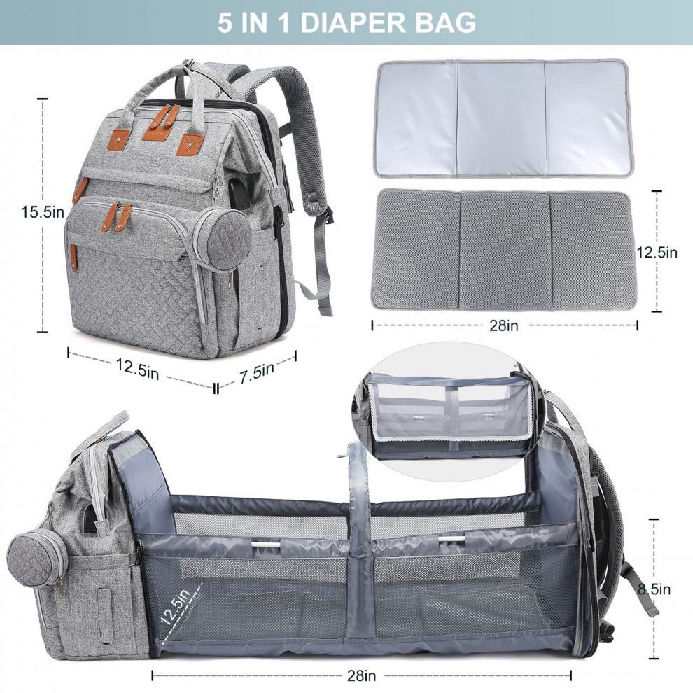 All-in-One Diaper Bag Backpack with Changing Station FamSphere